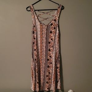 Patterned Criss Cross Back Dress